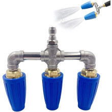 (Blue, Triple Head) 3-in-1 turbo suutin painepesuri – 360 pyörivä, 4000 PSI, 1/4" pikaliitin