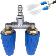 (Blue, Dual Head) 3-in-1 turbo suutin painepesuri – 360 pyörivä, 4000 PSI, 1/4" pikaliitin