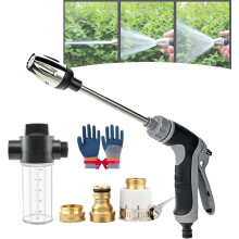 (With Foam Pot + Metal 3 Connector, -) Painepesurin letkusuutin – 360 pyörivä 3 suihkutilaa vaahtopadilla, helppo asennus