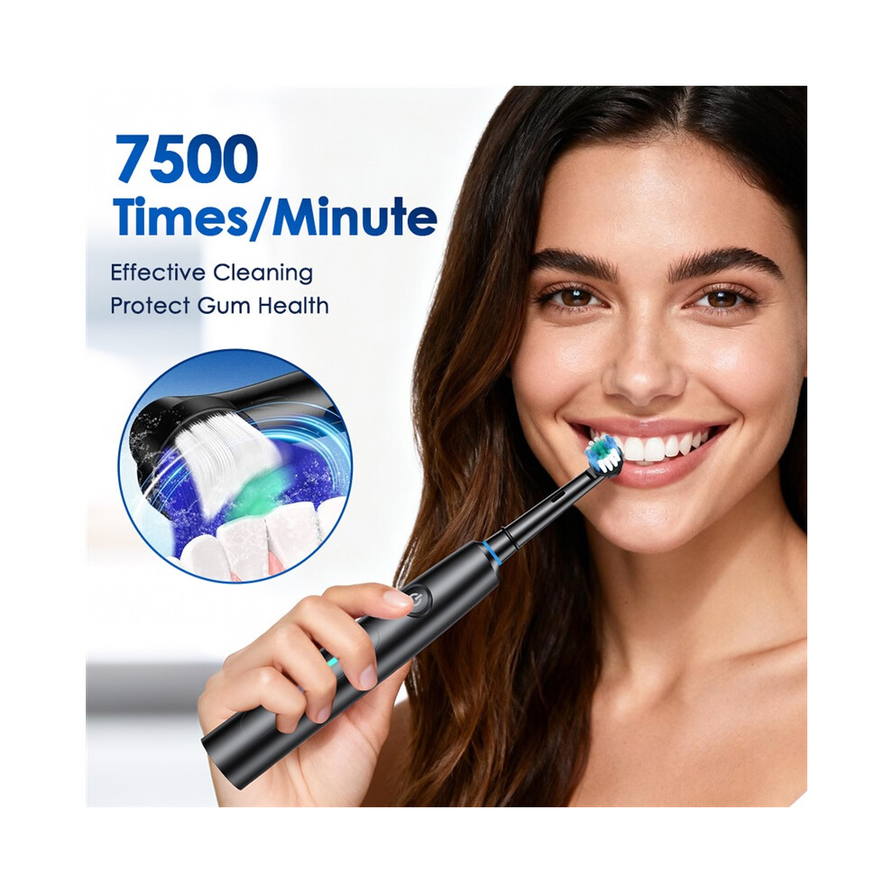 Photos - Electric Toothbrush Rotary  Rechargeable Toothbrush For Adults 5 Mode Deep Cleaning Whitening Teeth Brush With 4 Replacement