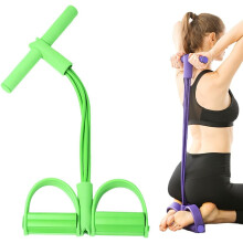 (Green, -) Banda resistencia tirador tobillo pedal 4 tubos entrenamiento hombre mujer gimnasio hogar