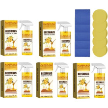 (4oz 5pcs, -) Mehiläisvaha huonekalujen kiillotus ja puhdistus – 4oz suihke puulattioille ja kaappeihin, sienellä ja pyyhkeellä