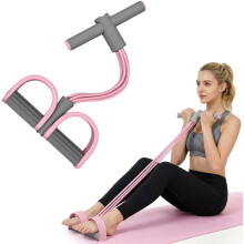 (Pink, -) Multifunction Pedal Resistance Band – Elastic with Handles for Abdomen, Arm, Leg