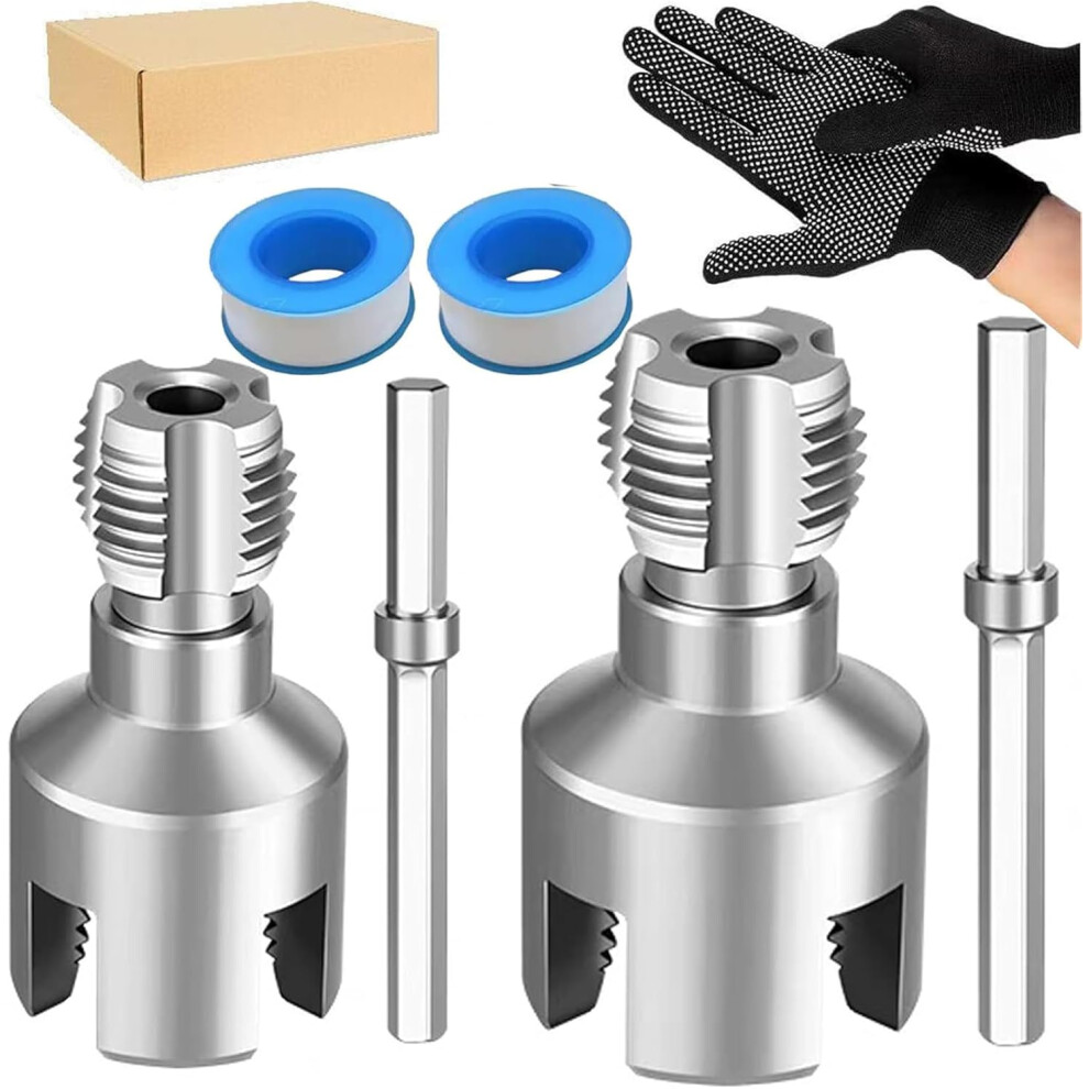 (1/2"+3/4", -) 4 In 1 Pipe Threader Â For 1/2" & 3/4" Water Pipes, Drill Driven Plumbing Repair 5437707055272