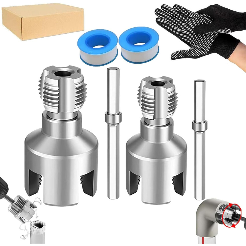 (1/2"+3/4", -) 4-In-1 Pipe Wrench & Threader Â Drill Driven For 1/2" & 3/4" Pvc Pipes 5437707055111
