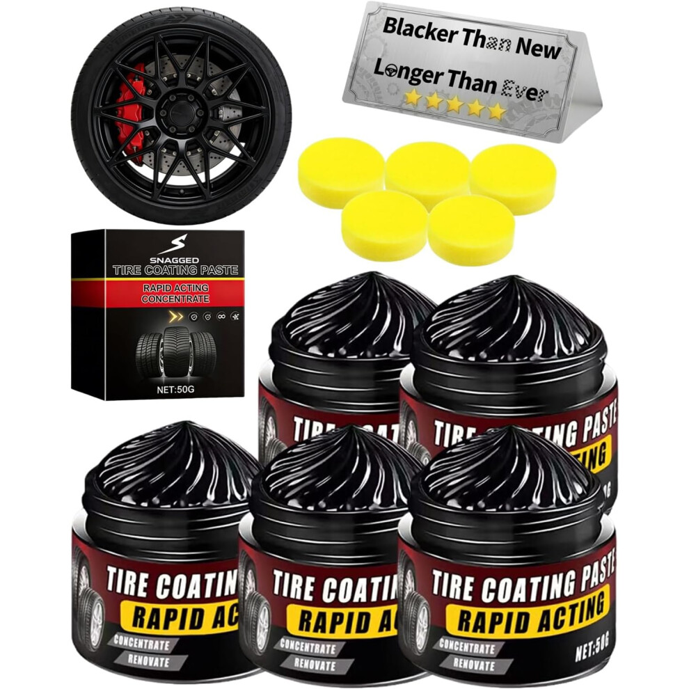(-, 5Pcs) 4 Pack Tire Coating & Trim Restorer Â Car Polishing Balm With Sponge, Uv Protection 5437706991786
