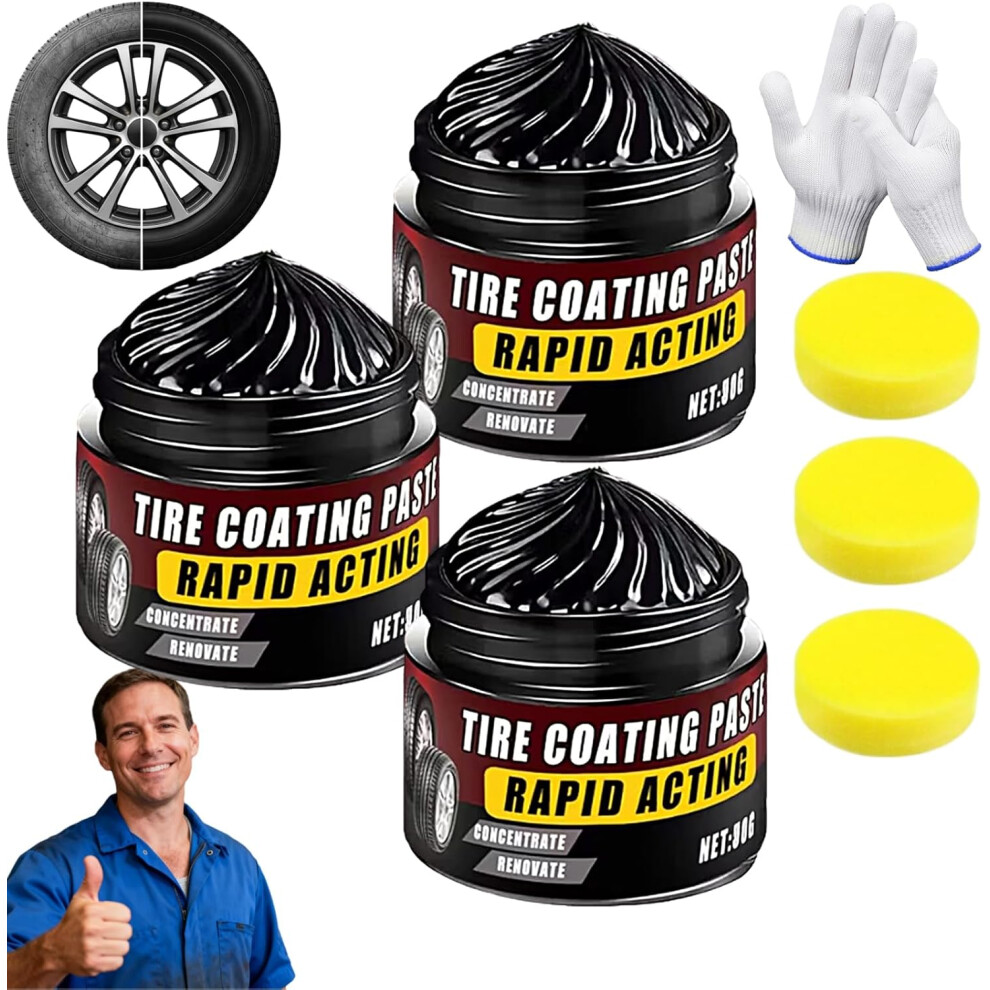 (3Pcs, -) Tire Ceramic Coating Â Rapid Acting Restorer For Suvs & Trucks, With Sponge Gloves Black 5437706991618