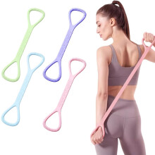 (4 Colors, -) Bandes Exercice Silicone Figure 8 Femmes – Cordes Élastiques pour Yoga, Pilates & Étirement