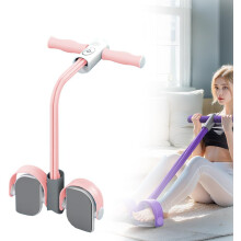 (Pink, Bold 4 Tubes) 6 csöves pedál ellenállási szalag – Kézi feszítő edzés hasra, derékra, karra, lábra