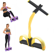 (Yellow-black, -) 4 csöves pedál boka húzó – Elasztikus jóga feszítő kötél, természetes lateksz fitnesz felszerelés