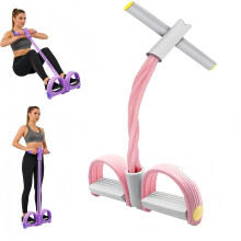 (Gray-pink, -) Bande Cheville Pédalier 4 Tubes – Corde Tension Yoga Élastique, Équipement Fitness Latex Naturel