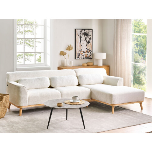 Beliani Corner Sofa 3 Seater SIMOS Boucle White Left Hand 1