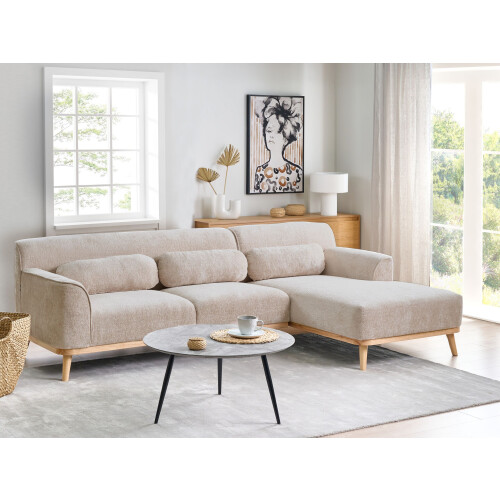 Beliani Corner Sofa 3 Seater SIMOS Chenille Beige Left Hand 1