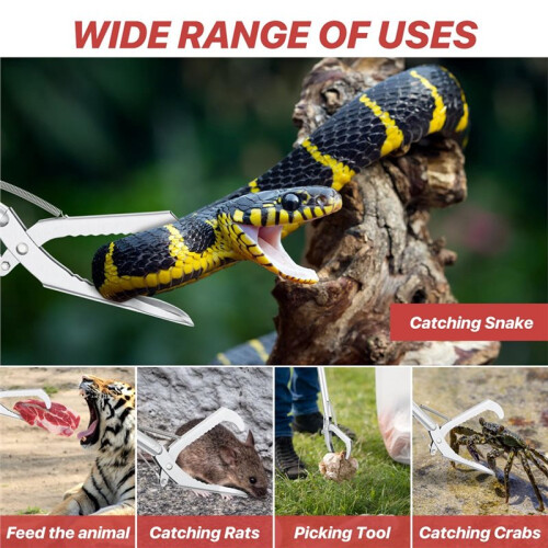 127cm Multi-Functional Snake Grabber Safe Handling with Hook, Tongs, Pole, Reacher