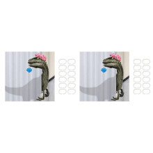 2X Lustiger Dinosaurier Dusche Vorhang Badezimmer Vorhang mit Haken Karikatur Bade Dinosaurier Stoff Dusche Vorhang für Kinder