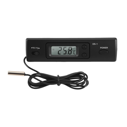 -1 Car Thermometer LCD Display C/F Clock Temperature Sensor Controller Indoor Outdoor Thermostat with Probe