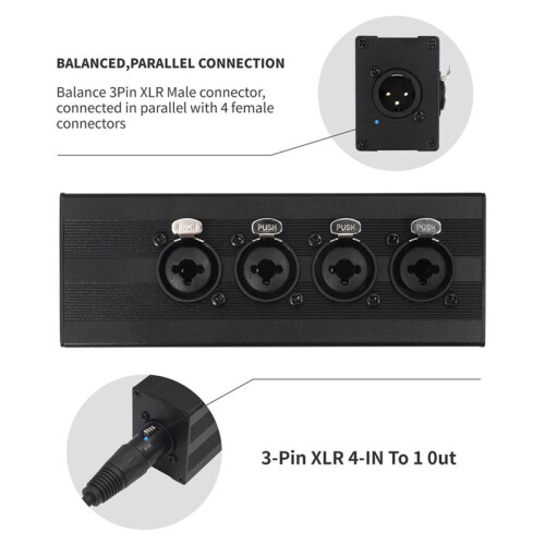 3Pin XLR Cable Extender Balanced Audio Splitter for Live Stage,Lighting,Audio Recording Studio