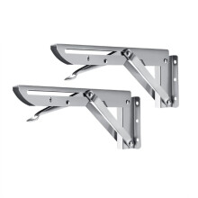 2pcs Brushed Stainless Steel 14 Inch Folding Angle Bracket Triangle Shelf Heavy Support Adjustable Wall Mounted Bench
