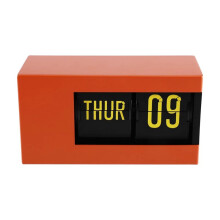 Automatic Flip Clock - Digital Desktop Alarm Clock with Vintage Retro Style, Minimalist Bedside & Offices Decor Orange