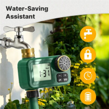 Temporizador de Agua de 1 Salida, Resistente Al Agua, con Entrada de Latón, Perilla Giratoria, Control por Botón, Pantalla LCD, Protección IP55 y