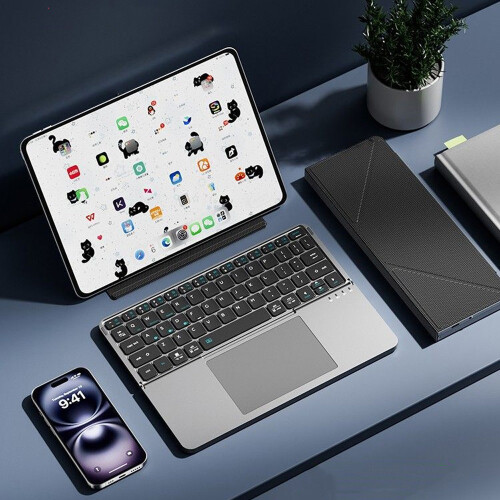 Wireless Foldable Bluetooth Keyboard with Touchpad - Keyboard & Mouse 1