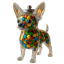 Chihuahua Shaped Container Freshness Preserving Chihuahua Dog Treat Jar Airtight Glass Pet Food Storage for Kitchen