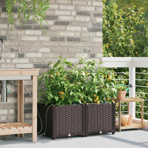 VidaXL vidaXL Garden Planter 2 pcs Brown Plastic 2