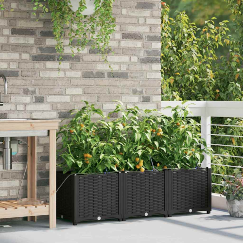 VidaXL vidaXL Garden Planter 3 pcs Black Plastic 2