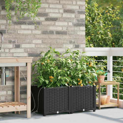 VidaXL vidaXL Garden Planter 2 pcs Black Plastic 2