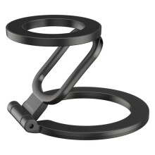 Double-Sided Phone Holde Foldable 360 Rotating Stand with Strong Magnet & Finger Grip Suppor Black