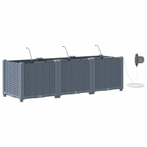 VidaXL vidaXL Garden Planter 3 pcs LiGht Grey Plastic 1