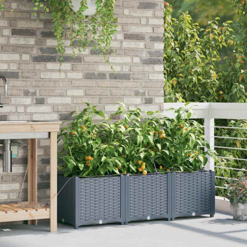 VidaXL vidaXL Garden Planter 3 pcs LiGht Grey Plastic 2