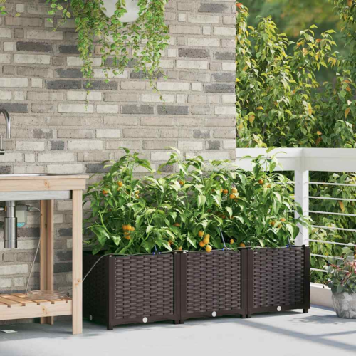 VidaXL vidaXL Garden Planter 3 pcs Brown Plastic 2