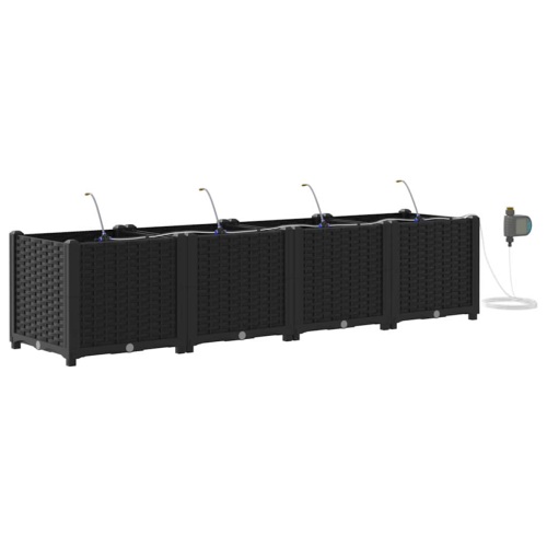 VidaXL vidaXL Garden Planter 4 pcs Black Plastic 1
