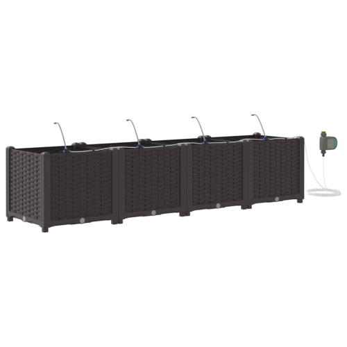 VidaXL vidaXL Garden Planter 4 pcs Brown Plastic 1