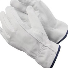 Heavy Duty Cowhide Leather Work Gloves for Men & Women - Ideal for Gardening, Driving & Yard Work White