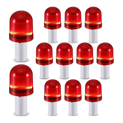 Conjunto de 12 Luzes LED para Cones de Trânsito com 3 Modos de Intermitência e Sinalização Luminosa.