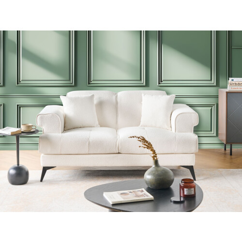 Beliani Sofa 2 Seater SKIVE Boucle White 1