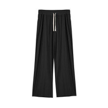 Mens Casual Wide Leg Pants Elastic Drawstring Waist Baggy Pant Cool Outdoor Yoga Pant with Pockets Black XXL