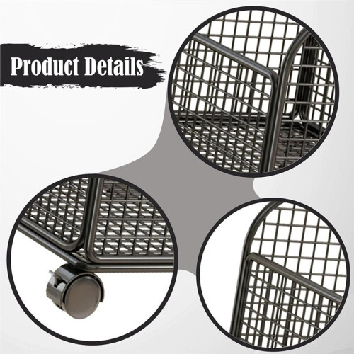 Under Desk Mobile Mesh Rolling File Organizer Cart with Lockable Casters for Small Spaces White