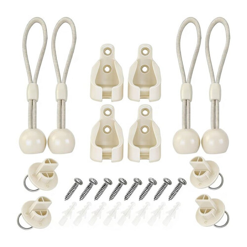 4pcs Replacement Part Roller Shade Hardware Bungee Kit and End Cap Tie Downs for Coolaroo Outdoor Roller Shade 1