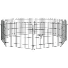 PawHut Haustier-Laufstall für Welpen, Hunde, Kaninchen, Nagetiere und Kleintiere, für drinnen und draußen, 180 cm Durchmesser, 8 Paneele