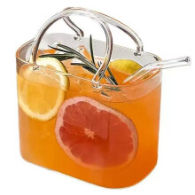 Borsa Portatile In Vetro, Bicchieri da Cocktail, Bicchieri Divertenti per Frutta e Vino, Stile Ins, Borsa In Vetro con Cannuccia