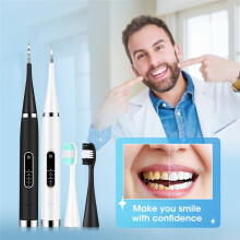 (white) 5 Modes Waterproof Electric Toothbrush Sonic Dental Scaler Teeth Whitening Oral Cleaner Plaque Stain Calculus Tartar Remover