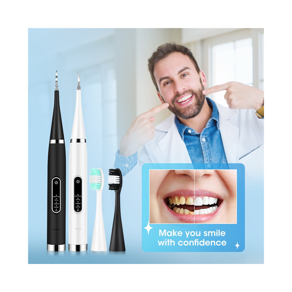 Stoyotu White (White) 5 Modes Waterproof Electric Toothbrush Sonic Dental Scaler Teeth Ning Oral Cleaner Plaque Stain Calculus Tartar Remover