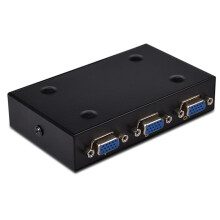 FJGEAR 2 in 1 Out 2 Port VGA Splitter Box 130MHz Bandwidth VGA 2 PC to 1 Monitor Switcher Box for PC Monitor