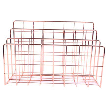 Desktop Mail Organizer, 3-Slot Metal Wire Mail Sorter, Letter Organizer for Letters, Mails, Books, Postcards and More, Mail Holder Rose Gold