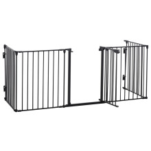 PawHut Faltbares, modulares Hundegehege/Sicherheitsgitter mit integrierter Tür, max. 300 cm (L) x 74,5 cm (H), Metall/PP, Schwarz