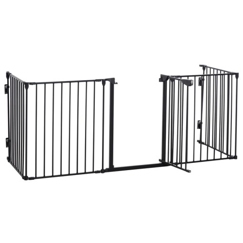 Recinto/box per cani da esterno pieghevole e modulare con cancello di sicurezza e porta integrata.