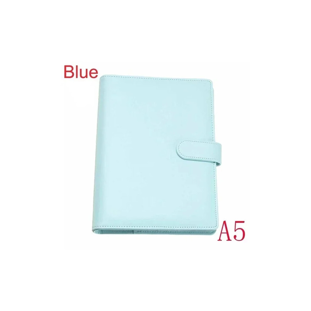 Photos - File Folder / Lever Arch File Vintage Refillable Notebook A5 File Folder Notepad Cover Leather Ring Binder Office Documents Organizer Paper Stor(A5 bule)